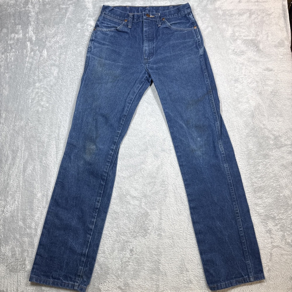 Wrangler Jeans Men 30X34 Blue Cowboy‎ Western Distressed Stained 13MWZ